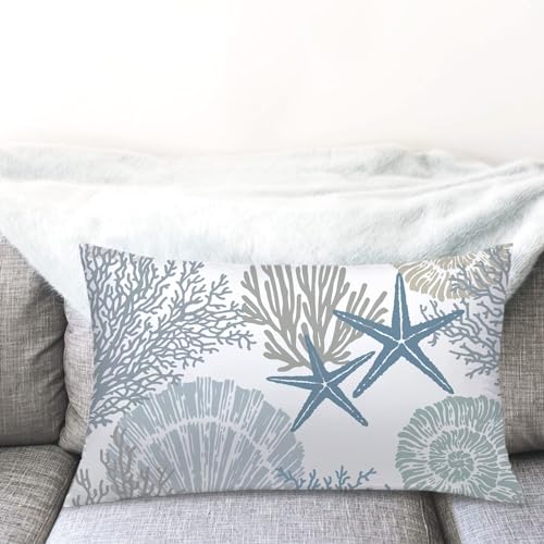 Tritard Coastal Lumbar Pillow Covers Set of 2, 12x20, Blue - size: 20" x 12" (Pack of 2)