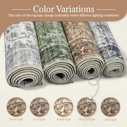 Machine Washable Hallway Runner Rug: 2'x6' Kitchen Rugs - color: Brown/Camel/Multi, size: 2' x 6' (Rectangular)