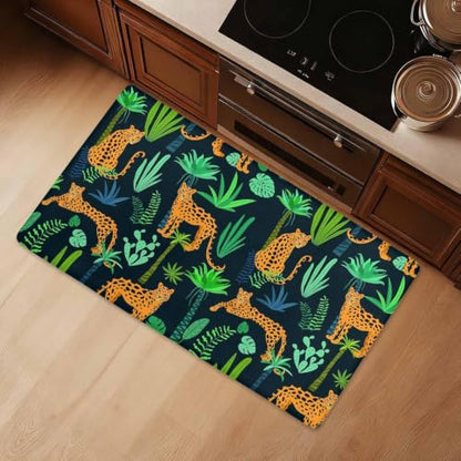Kitchen Floor Mat 36x20in Waterproof Anti-Fatigue Kitchen Mats - color: Cheetah in Plant