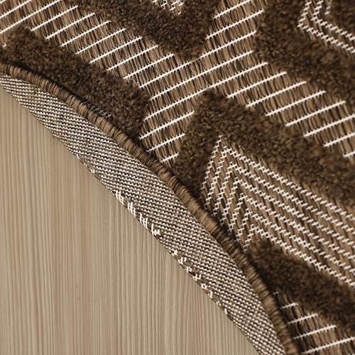 Nourison Home Versatile Brown 8' x Round Area Rug - Easy Clean, Non Shedding, Bed Room, Living Room, Dining Room, Kitchen (8' x Round) - color: Brown, size: 8' (Round)