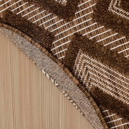 Nourison Home Versatile Brown 8' x Round Area Rug - Easy Clean, Non Shedding, Bed Room, Living Room, Dining Room, Kitchen (8' x Round) - color: Brown, size: 8' (Round)