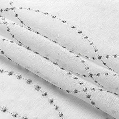 VISIONTEX White Sheer Curtains Grey Dots Moroccan Embroidered 96 Inches - color: Dots-grey, size: 54"W x 96"L (Pack of 2)