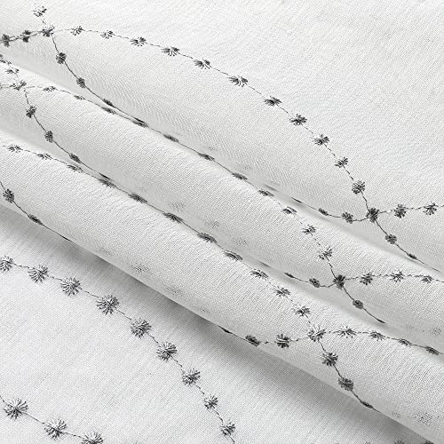 VISIONTEX White Sheer Curtains Grey Dots Moroccan Embroidered 63 Inches - color: Dots-grey, size: 54"W x 63"L (Pack of 2)