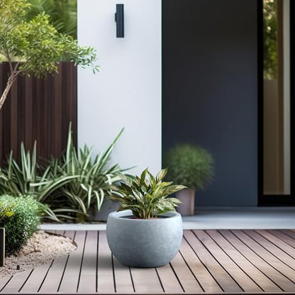 Kante Accent Round Bowl Blue Gray Concrete Planter 15.7" Dia, Outdoor - color: Slate Gray, size: 15.7" d
