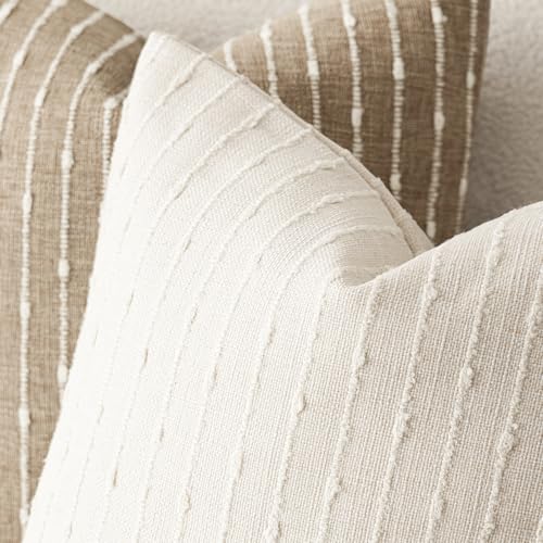 Foindtower Boho Striped Boucle Lumbar Throw Pillow Covers 12x20 Cream White - color: Cream White, size: 20" x 12" (Pack of 2)