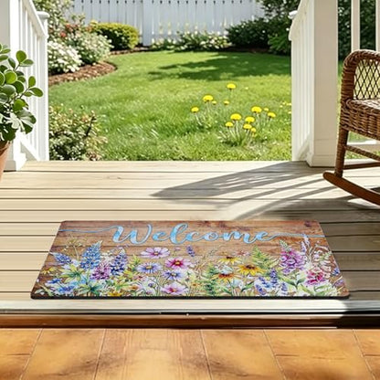 Door mat Non Slip Rubber Back 17x29 Front Door Mat Outside Entrance - color: Floral