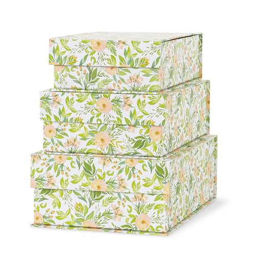 Soul & Lane - Decorative Storage Boxes with Lids, Set of 3, Garden Rose - color: Garden Rose