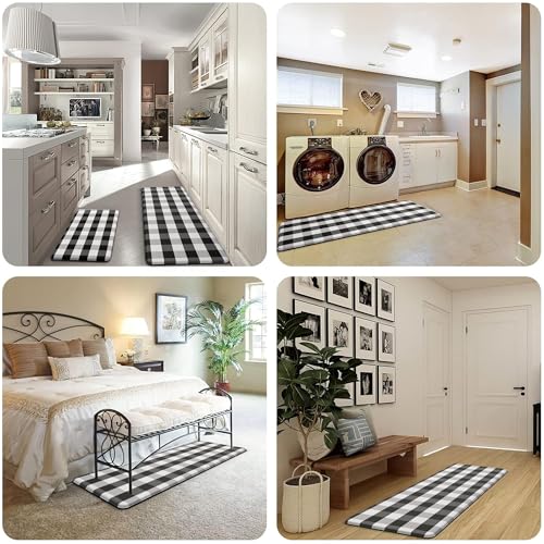 MAYHMYO Cushioned Kitchen Mats for Floor,Anti Fatigue Buffalo Plaid Mat 2PC - color: Buffalo Plaid