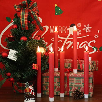 GenSwin Flameless Taper Candles LED Battery Operated Remote Timer Red - color: 6-Red