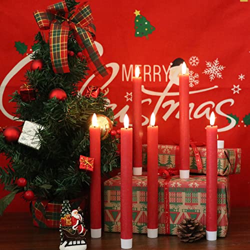 GenSwin Flameless Taper Candles LED Battery Operated Remote Timer Red - color: 6-Red