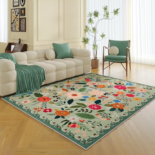 Rugcomf Area Rug 5x7 Washable, Green - color: Green, size: 5' x 7' (Rectangular)