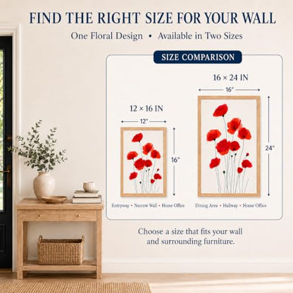 Framed Red Poppy Canvas Wall Art 12x16 Inch - color: Little Red Flower, size: 12x16in