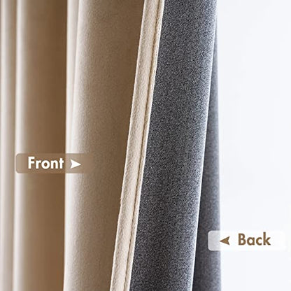 MIULEE Camel Beige Blackout Velvet Curtains Drapes 63 Inch Long 52"x63" - color: Camel Beige, size: 52"W x 63"L (Pack of 2)