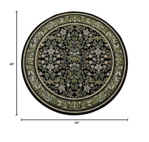 GarveeHome Round Rugs 5ft Washable Circle Rug for Living Room, Green Black - color: Green Black, size: 5' (Round)