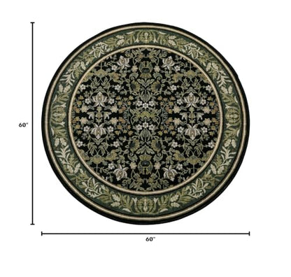 GarveeHome Round Rugs 5ft Washable Circle Rug for Living Room, Green Black - color: Green Black, size: 5' (Round)