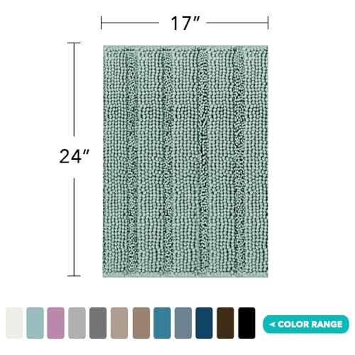 Turquoize Small Bathroom Rug 17x24, Chenille Bath Rug, Duckeggshell Blue - color: Duckegg Blue, size: 17" x 24"