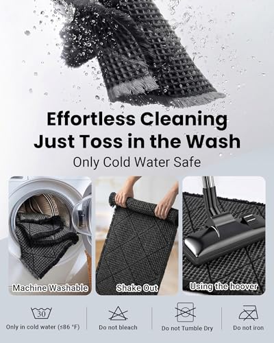 Waffle Bath Mat Set, Non Slip Bathroom Rugs 2 Piece, Gray & Dark Gray - color: Dark Grey & Grey