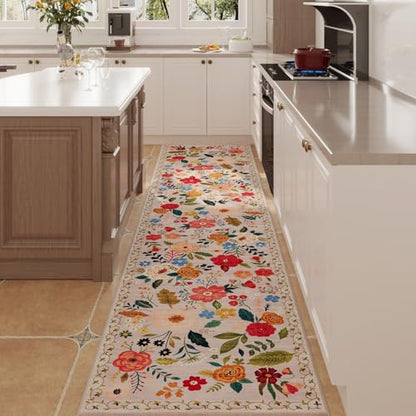 Rugcomf Runner Rug 2'7"x12' Washable, Beige - color: Beige, size: 2'7" x 12' (Rectangular)
