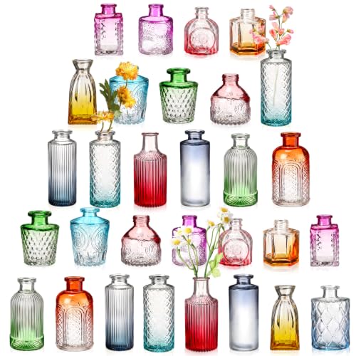 Yaomiao 30 Pcs Glass Bud Vases Centerpieces, Color Gradient Series - color: Color Gradient Series