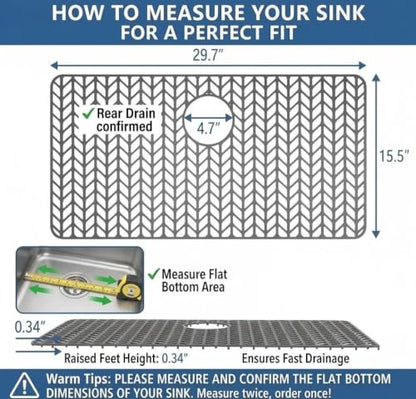 AWOKE Silicone Sink Protectors for Kitchen Sink, 30" x 16" Rear Drain Hole - size: 30 x 16 Rear Drain