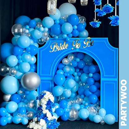 PartyWoo Blue and Silver Balloons 66pcs 12 Inch Light Blue Silver Balloons - color: Blue-3317