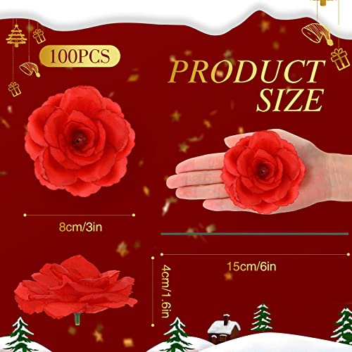 Yunlly 100 Pcs Artificial Flower for Wedding, Red - color: Red
