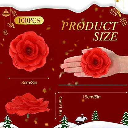Yunlly 100 Pcs Artificial Flower for Wedding, Red - color: Red
