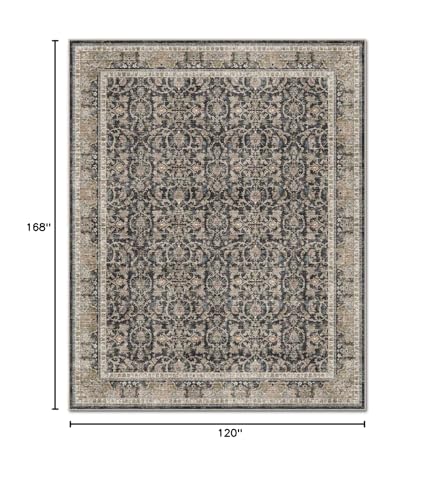 Washable 10x14 Area Rugs for Living Room, Charcoal/Taupe - color: Charcoal/Taupe, size: 10' x 14' (Rectangular)