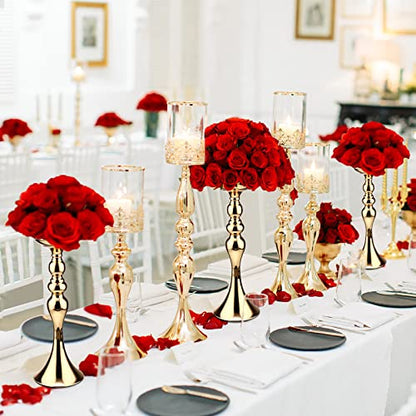 Sadnyy 16 Pcs Gold Metal Flower Vase, 15 Inch Wedding Table Centerpieces - color: Gold, size: 15 Inch
