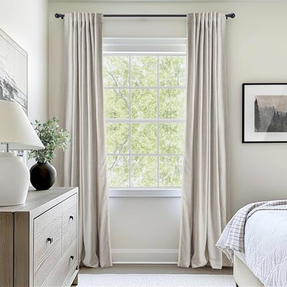 INOVADAY 100% Blackout Curtains for Bedroom Black Out Curtains 84 Inch Long - color: Beige, size: 50"W x 84"L (Pack of 2)