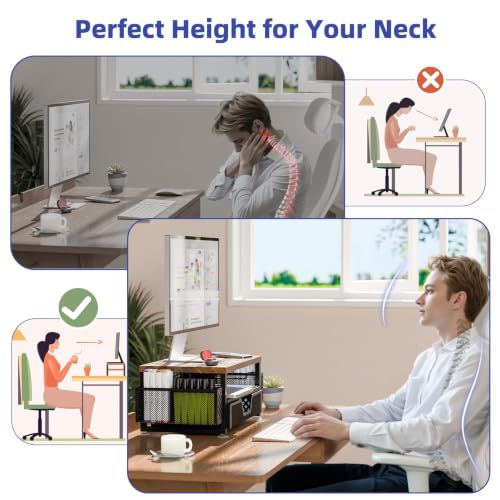 Simple Trending Monitor Stand with Drawer, 2-Tier Laptop Stand, Wood - color: Wood