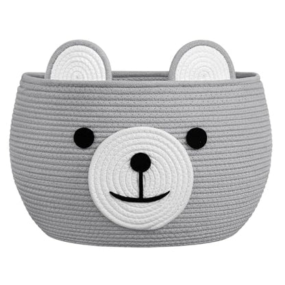 CherryNow Large Baby Basket for Gifts Empty, Cute Bear Design, Light Grey - color: Light Grey, size: 15.7"D x 10.5"H