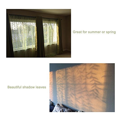 Ufurty 2pcs Willow Leaf Window Curtain Voile Tulle Vine Sheer Curtains - color: Green 2#, size: 39.4"W x 78.7"L (Pack of 2)