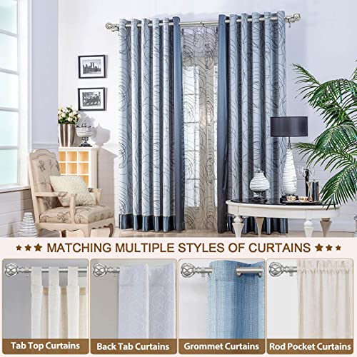 KAMANINA Double Curtain Rod 32 to 58 Inch, Adjustable Drapery Rods, Silver - color: Antique Silver, size: 32-58"