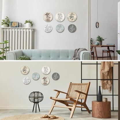Barydat 6 Pcs Boho Wooden Plant Wall Art Decor,Round,8 Inch, 10 Inch - color: Neutral