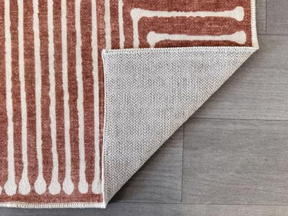GLN Rugs Washable Modern Accent Rug 2x3, Non-Slip Entryway Small Area Rug - color: Beige Orange, size: 2' x 3' (Rectangular)