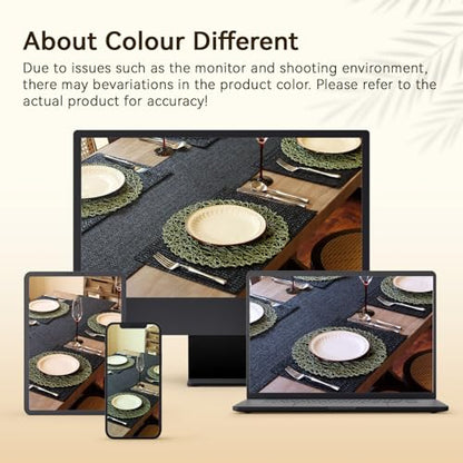 AHHFSMEI Paper Braided Round Placemats Set of 12 Natural Non-Slip Heat Resistant Table Mats for Dining Tables Woven Indoor & Outdoor Place mats(Green,12) - color: Green