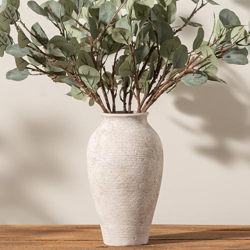 Vanselia Ceramic Flower Vase Home Decor - Large Tall Farmhouse Table Vases Rustic Vintage Living Room Kitchen Bedroom Decorations for House Book Shelf Office Coffee Desk Dining Fireplace (12" Retro) - color: Retro-12.2"