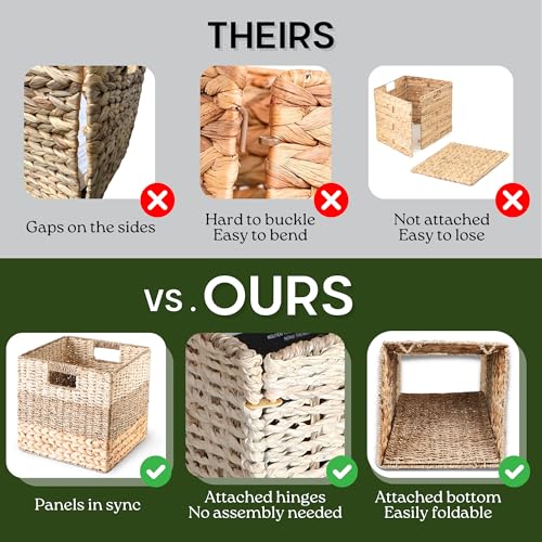 CHI AN HOME 12x12 Baskets for Cube Storage, Wicker Cube Storage Bins Set 4 - size: 11.8 x 11.8 in