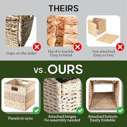 CHI AN HOME 12x12 Baskets for Cube Storage, Wicker Cube Storage Bins Set 4 - size: 11.8 x 11.8 in