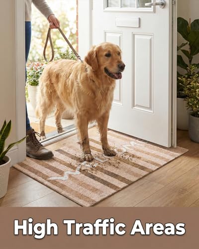 Brown Striped Coil Welcome Mat 20x30 Inch - color: Brown Striped