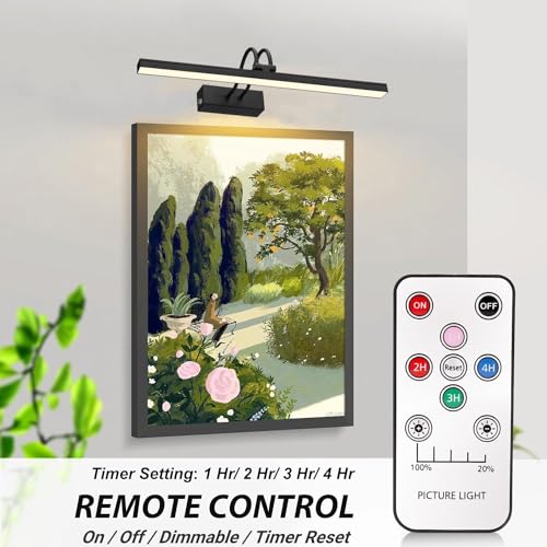 Wireless Wall Picture Light Rechargeable, 16", Black - color: Painted Black, size: 16 inches