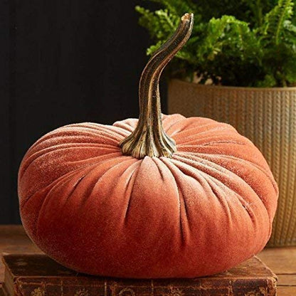 Your Heart's Content Harvest 6.25 inch Velvet Pumpkin (Harvest) - color: Harvest