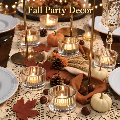 24 Pack Tea Light Candle Holders, Glass Clear Tealight Candle Holder - color: Clear, size: 1.3" x 2"
