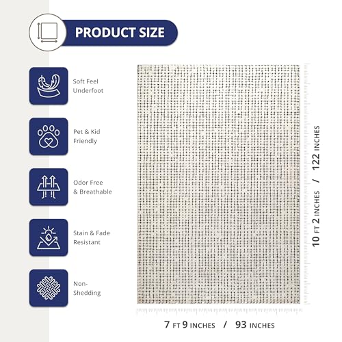 Abani Cream/Black Area Rug – 7'9" x 10'2" – Oliver Collection – Crosshatch Pattern – Non-Shedding, Easy to Clean – Durable for Living Room, Bedroom, or Office, Pet & Child Friendly - color: Cream/Black, size: 8' x 10' (Rectangular)