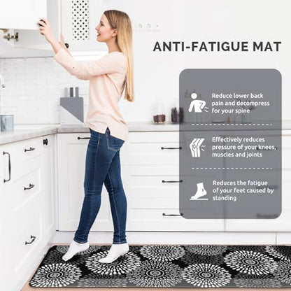 Kitchen Mat Water-Resistant Kitchen Rugs Cushioned Anti-Fatigue Floor Mat - color: Black, size: 60"L x 17.3"W x 0.5"Th