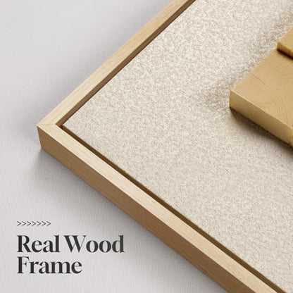 Framed 3D Wood Textured Wall Art for Living Room, Modern Neutral 28x28 Inch - color: Beige, size: 28"L x 28"W