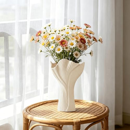 Ceramic Vase for Home Decor, Matte Beige Modern Farmhouse Vase