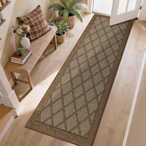 COSY HOMEER Hallway Runner Rugs Door Mat 2x6 Ft Dirt Trapper,Brown - color: Brown, size: 2' x 6' (Rectangular)