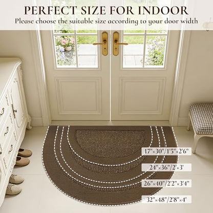 Dirt Trapper Door Mats 24" x 36", Non-Slip & Washable, Brown - color: Brown, size: 24" X 36" (Semicircular)
